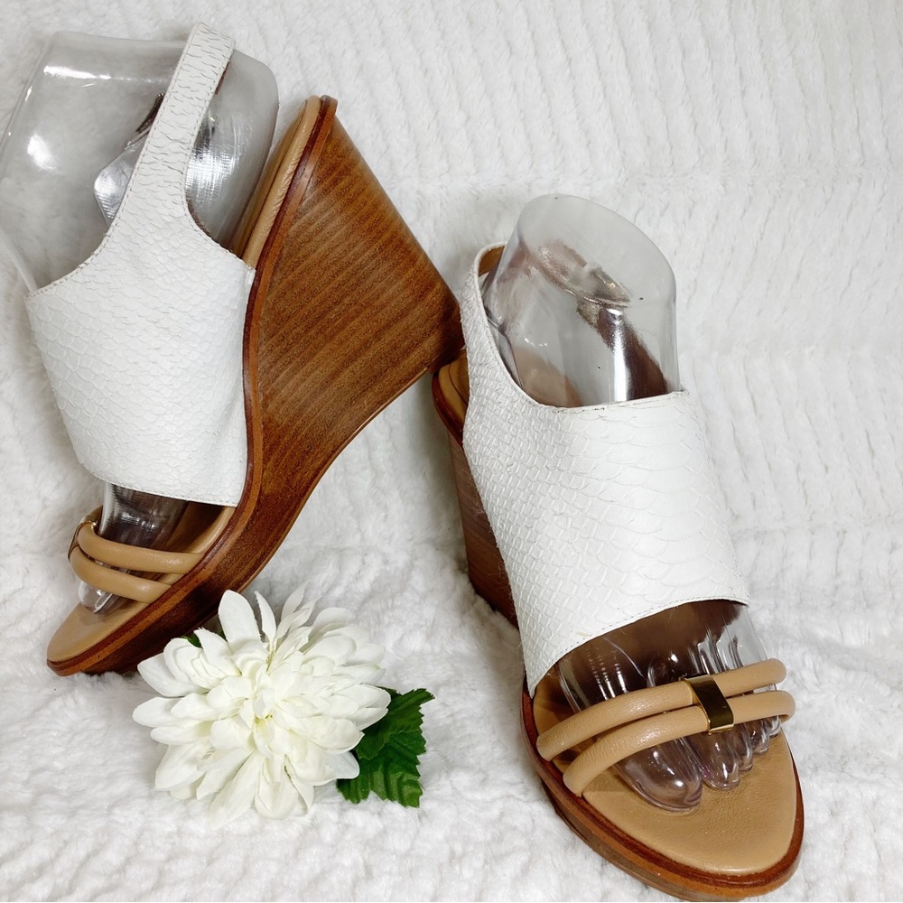 Calvin Klein PRINA White Python Embossed Wedge Sa… - image 6